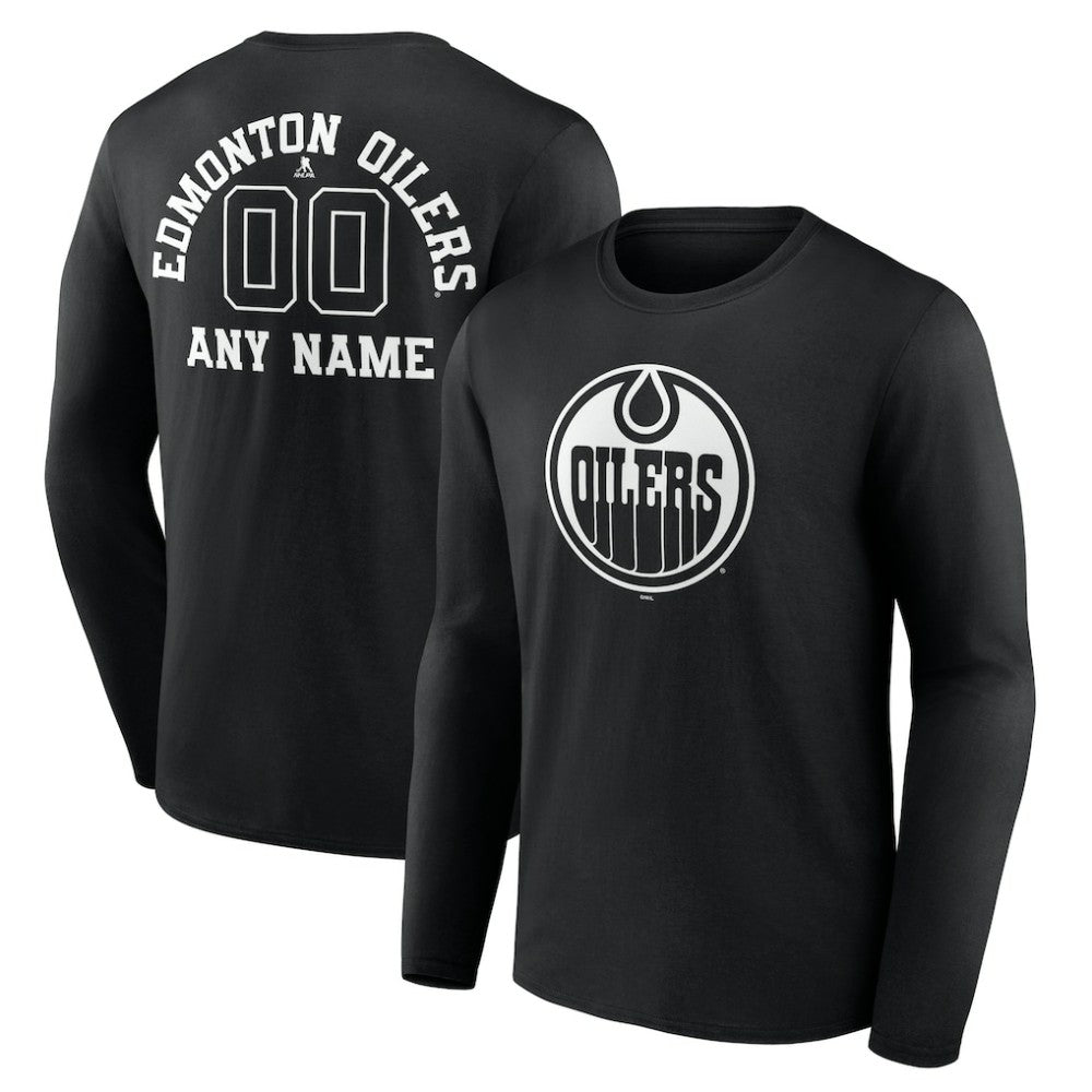 Edmonton Oilers Personalized Name & Number Monochrome Long Sleeve T-Shirt - Black | NHL discount