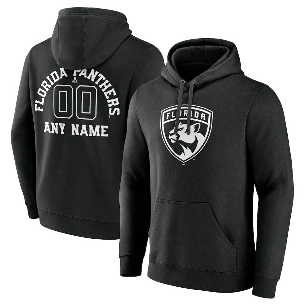 Florida Panthers Personalized Name & Number Monochrome Pullover Hoodie - Black | NHL Clearance