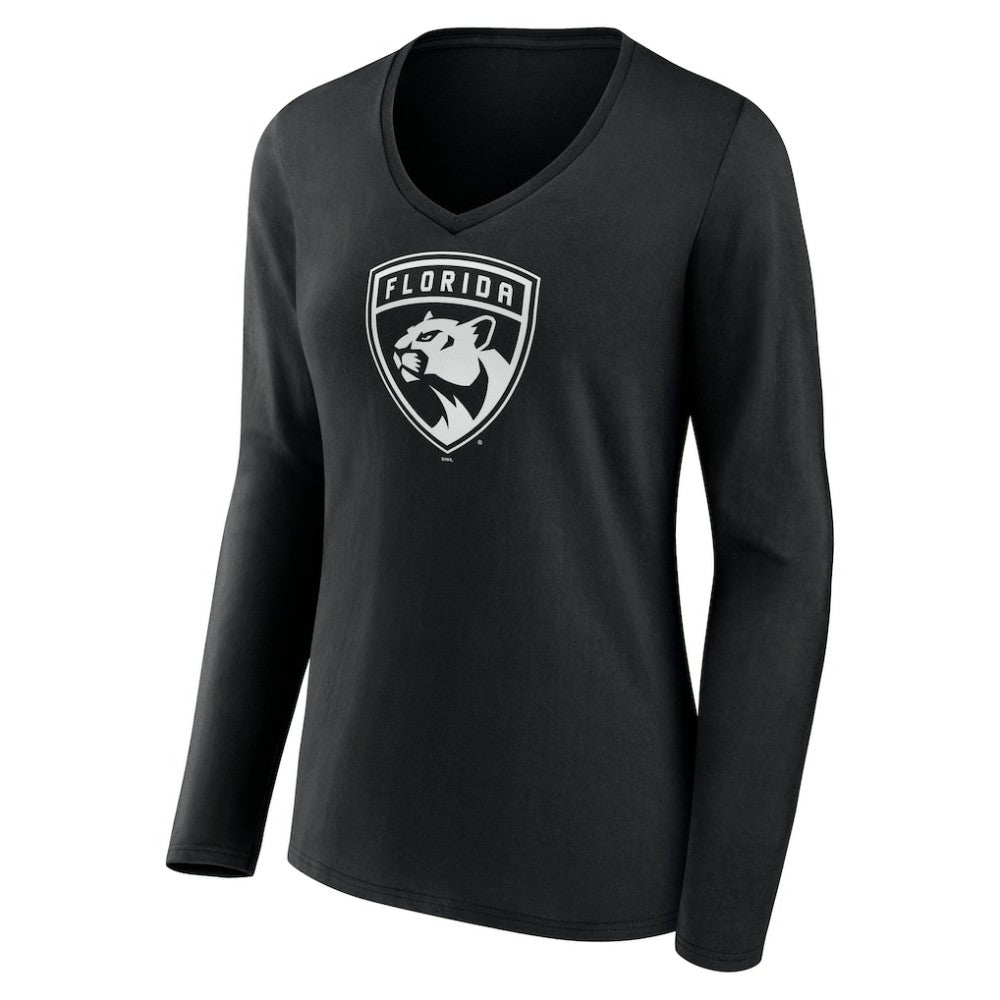 Florida Panthers Women's Personalized Name & Number Monochrome Long Sleeve V-Neck T-Shirt - Black | NHL discount