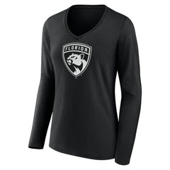 Florida Panthers Women's Personalized Name & Number Monochrome Long Sleeve V-Neck T-Shirt - Black | NHL discount
