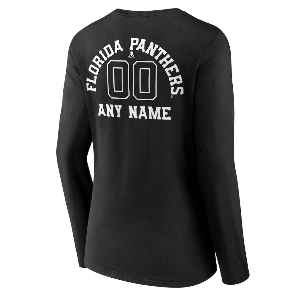 Florida Panthers Women's Personalized Name & Number Monochrome Long Sleeve V-Neck T-Shirt - Black | NHL discount