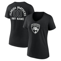 Florida Panthers Women's Personalized Name & Number Monochrome V-Neck T-Shirt - Black | NHL online