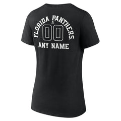 Florida Panthers Women's Personalized Name & Number Monochrome V-Neck T-Shirt - Black | NHL online