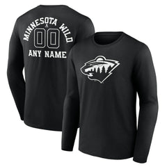 Minnesota Wild Personalized Name & Number Monochrome Long Sleeve T-Shirt - Black | NHL online
