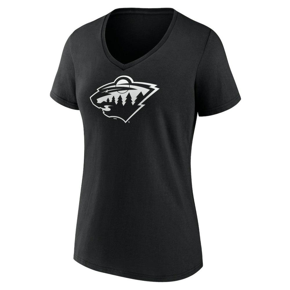 Minnesota Wild Women's Personalized Name & Number Monochrome V-Neck T-Shirt - Black | NHL sale