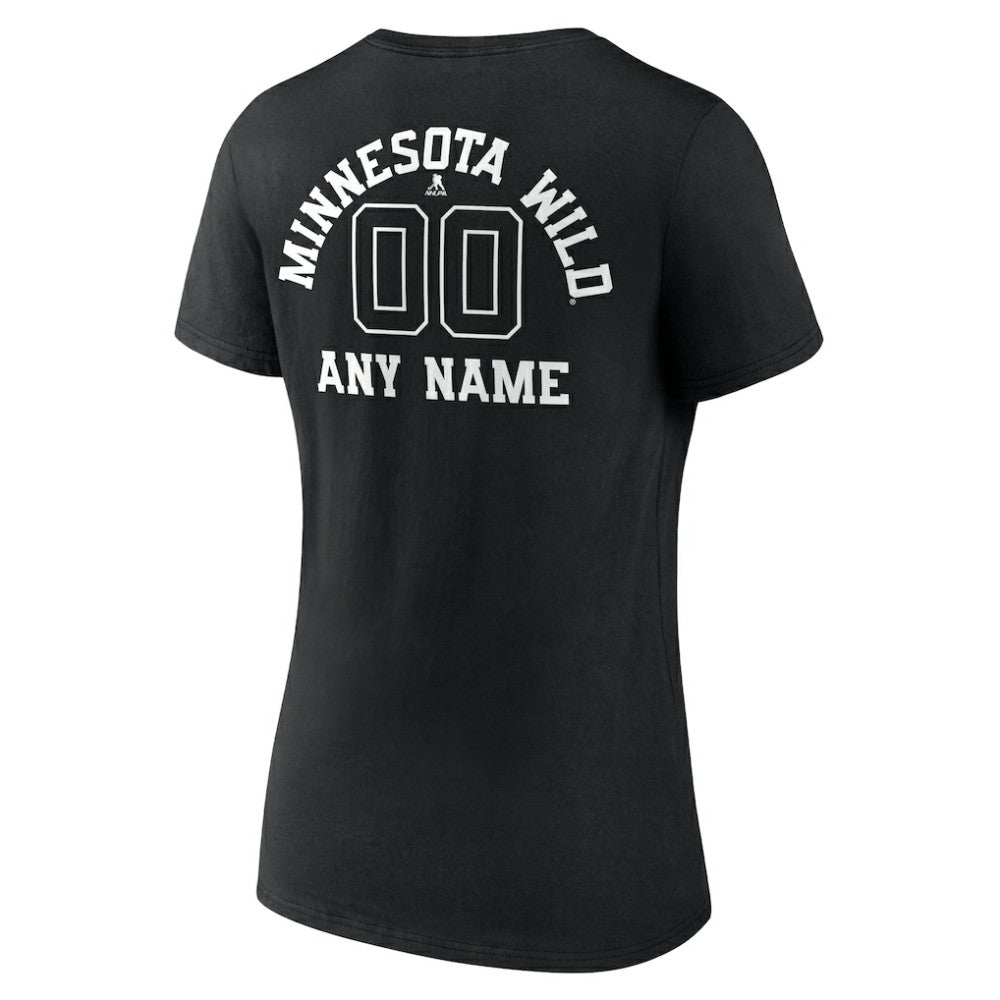 Minnesota Wild Women's Personalized Name & Number Monochrome V-Neck T-Shirt - Black | NHL sale