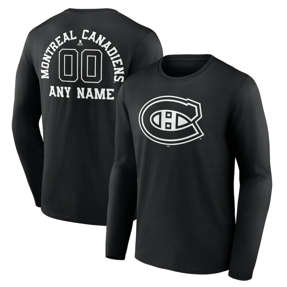 Montreal Canadiens Personalized Name & Number Monochrome Long Sleeve T-Shirt - Black | NHL Lifestyle