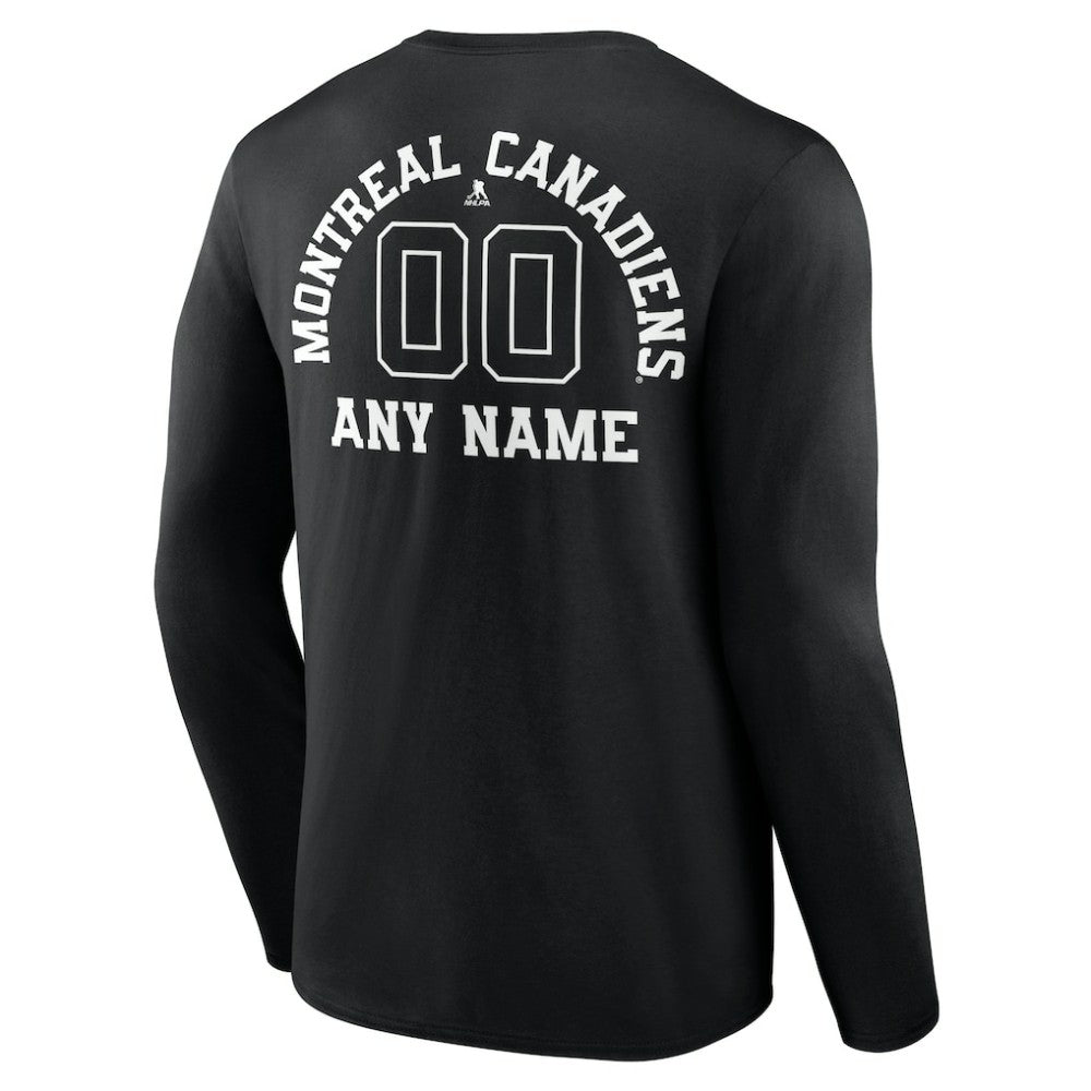 Montreal Canadiens Personalized Name & Number Monochrome Long Sleeve T-Shirt - Black | NHL Lifestyle