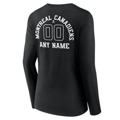 Montreal Canadiens Women's Personalized Name & Number Monochrome Long Sleeve V-Neck T-Shirt - Black | NHL near me