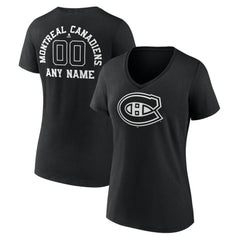 Montreal Canadiens Women's Personalized Name & Number Monochrome V-Neck T-Shirt - Black | NHL on sale