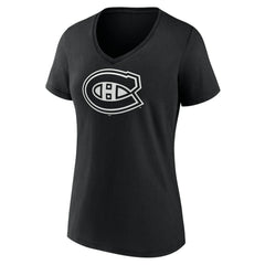 Montreal Canadiens Women's Personalized Name & Number Monochrome V-Neck T-Shirt - Black | NHL on sale