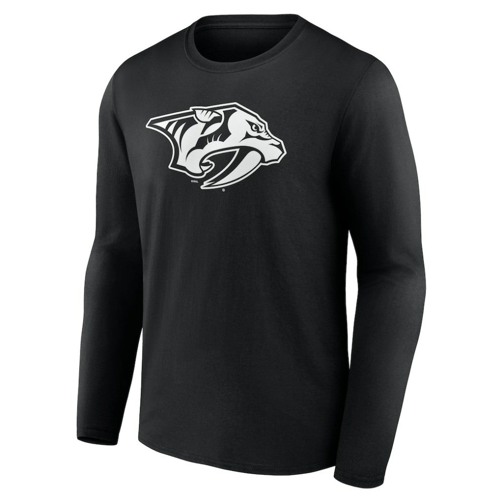Nashville Predators Personalized Name & Number Monochrome Long Sleeve T-Shirt - Black | NHL Lifestyle