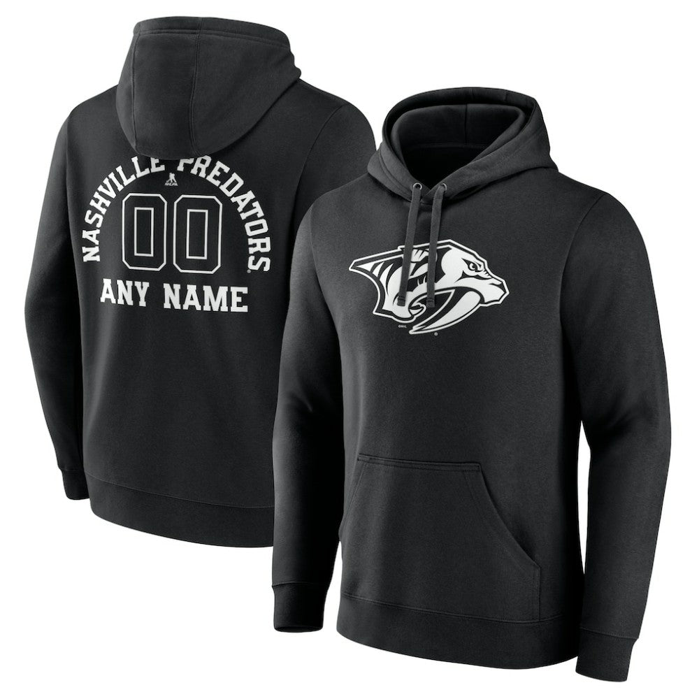 Nashville Predators Personalized Name & Number Monochrome Pullover Hoodie - Black | NHL on sale