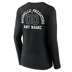 Nashville Predators Women's Personalized Name & Number Monochrome Long Sleeve V-Neck T-Shirt - Black | NHL sale