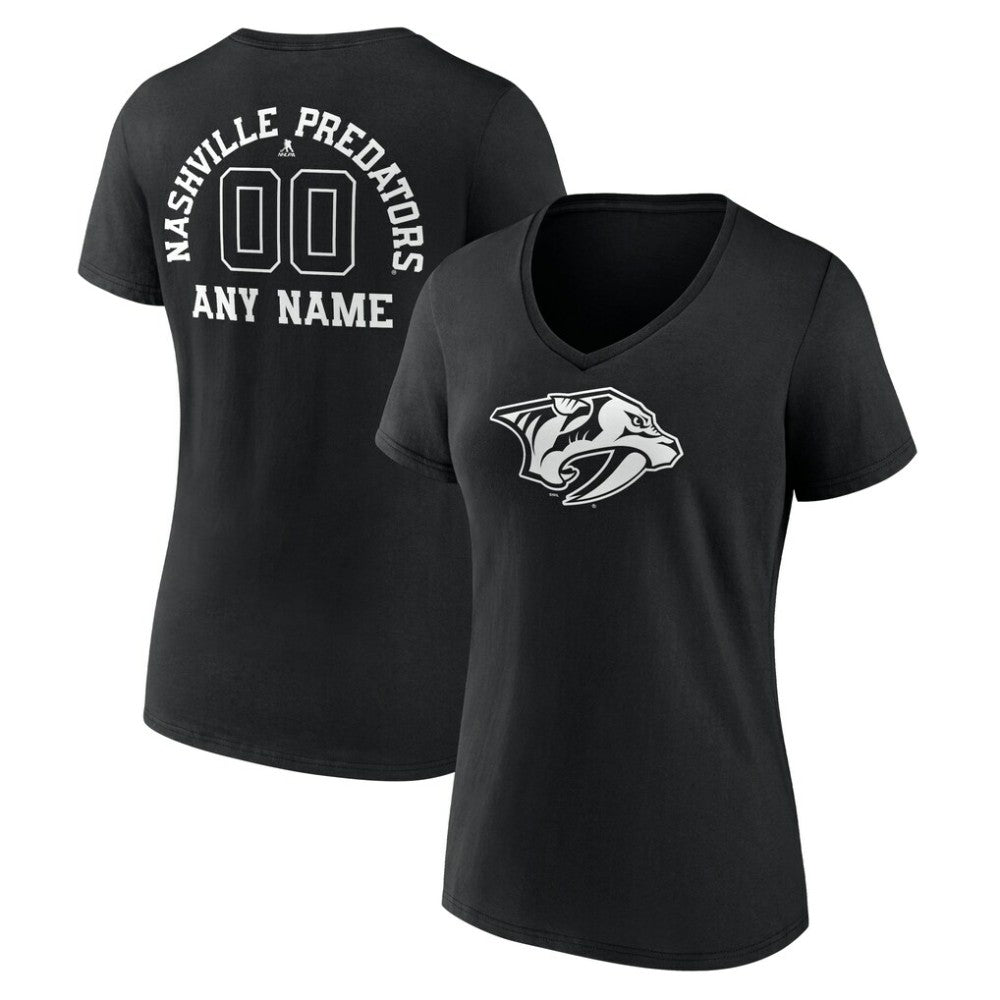 Nashville Predators Women's Personalized Name & Number Monochrome V-Neck T-Shirt - Black | NHL on sale