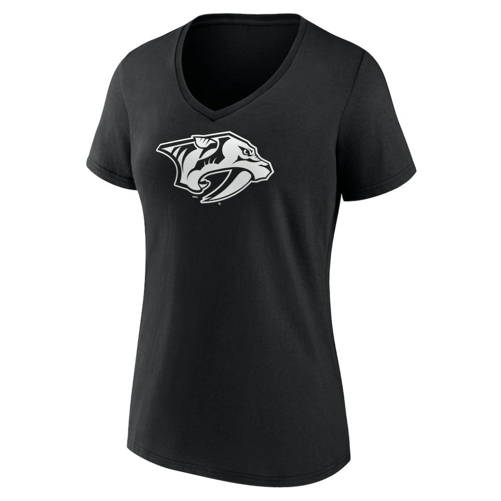 Nashville Predators Women's Personalized Name & Number Monochrome V-Neck T-Shirt - Black | NHL on sale