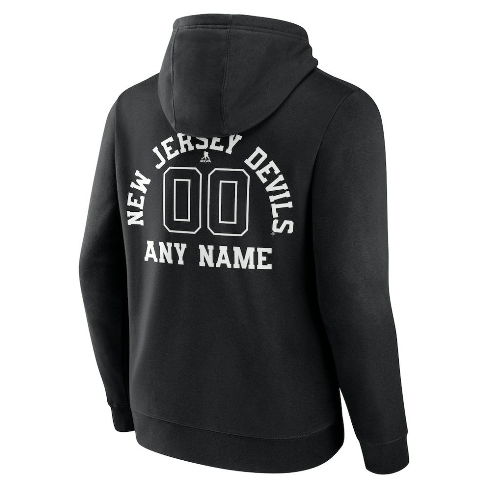 New Jersey Devils Personalized Name & Number Monochrome Pullover Hoodie - Black | NHL Lifestyle