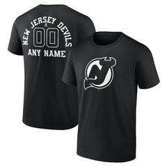 New Jersey Devils Personalized Name & Number Monochrome T-Shirt - Black | NHL Clearance