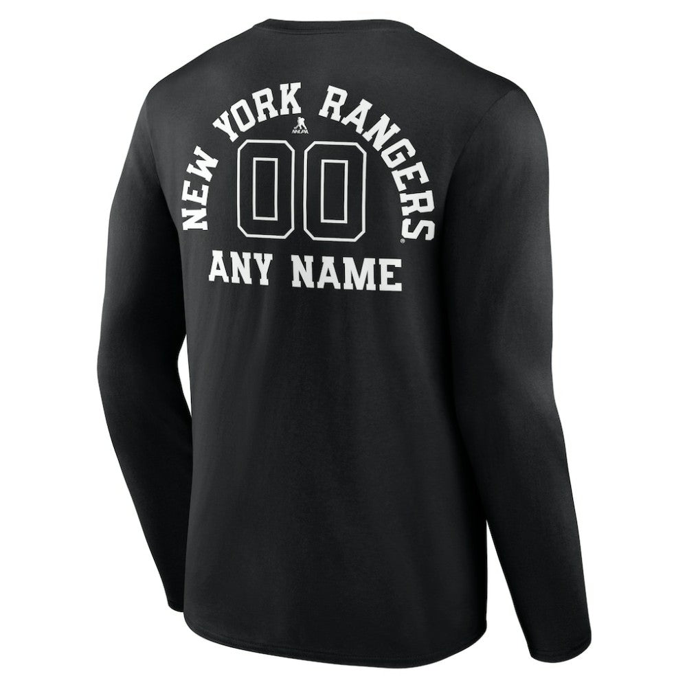 New York Rangers Personalized Name & Number Monochrome Long Sleeve T-Shirt - Black | NHL on sale