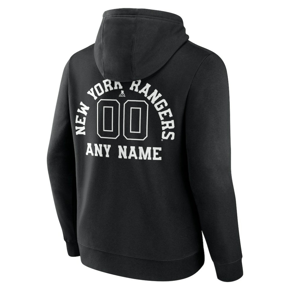 New York Rangers Personalized Name & Number Monochrome Pullover Hoodie - Black | NHL on sale