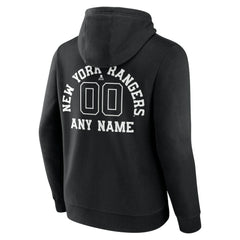 New York Rangers Personalized Name & Number Monochrome Pullover Hoodie - Black | NHL on sale