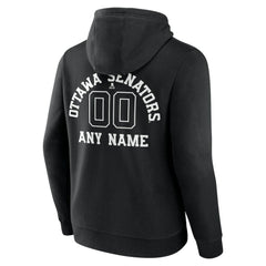 Ottawa Senators Personalized Name & Number Monochrome Pullover Hoodie - Black | NHL Clearance
