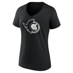 Ottawa Senators Women's Personalized Name & Number Monochrome V-Neck T-Shirt - Black | NHL Lifestyle