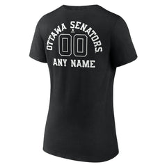 Ottawa Senators Women's Personalized Name & Number Monochrome V-Neck T-Shirt - Black | NHL Lifestyle