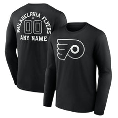 Philadelphia Flyers Personalized Name & Number Monochrome Long Sleeve T-Shirt - Black | NHL near me