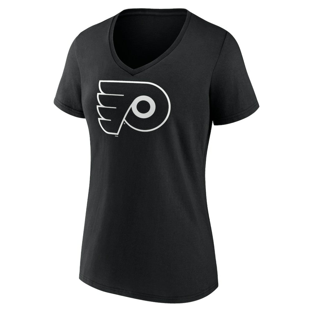 Philadelphia Flyers Women's Personalized Name & Number Monochrome V-Neck T-Shirt - Black | NHL on sale