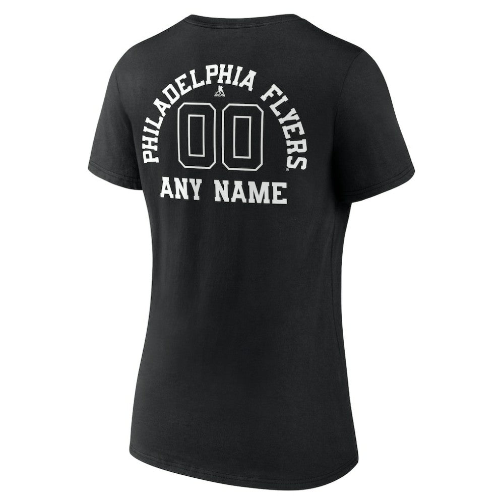 Philadelphia Flyers Women's Personalized Name & Number Monochrome V-Neck T-Shirt - Black | NHL on sale