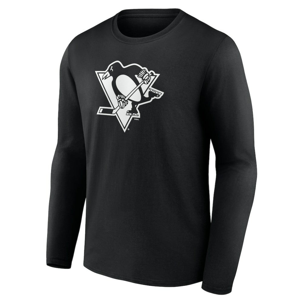 Pittsburgh Penguins Personalized Name & Number Monochrome Long Sleeve T-Shirt - Black | NHL Lifestyle