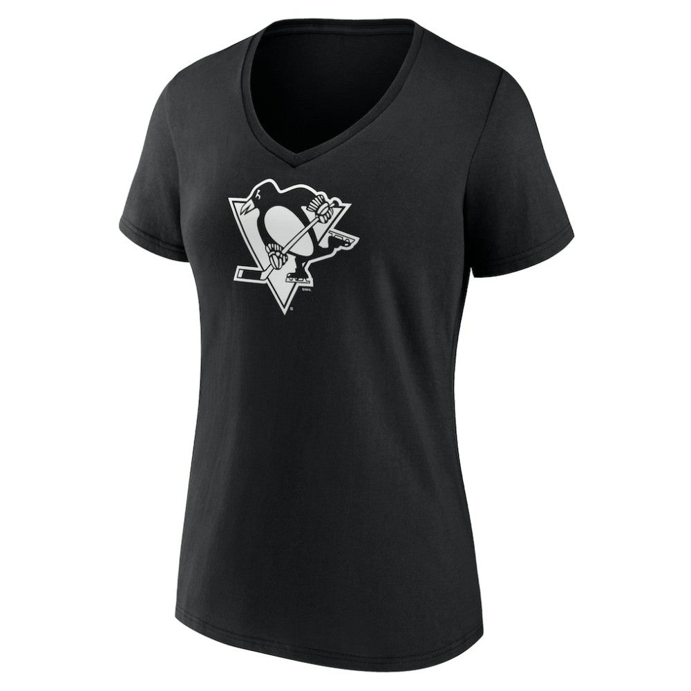 Pittsburgh Penguins Women's Personalized Name & Number Monochrome V-Neck T-Shirt - Black | NHL near me