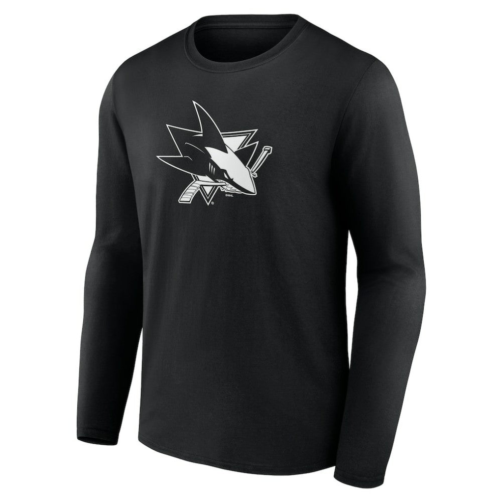 San Jose Sharks Personalized Name & Number Monochrome Long Sleeve T-Shirt - Black | NHL sale
