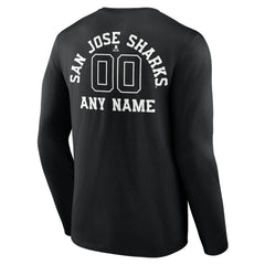 San Jose Sharks Personalized Name & Number Monochrome Long Sleeve T-Shirt - Black | NHL sale