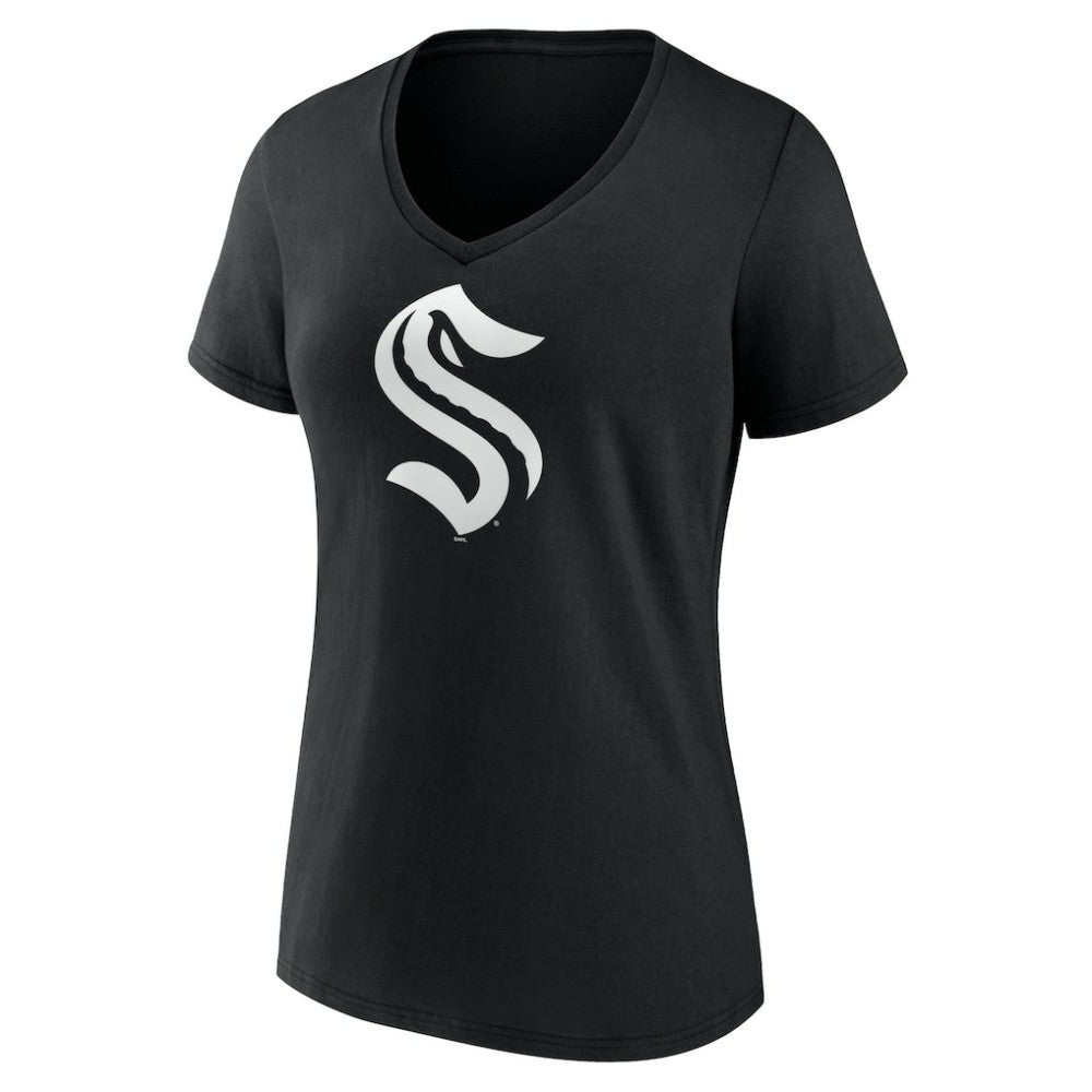 Seattle Kraken Women's Personalized Name & Number Monochrome V-Neck T-Shirt - Black | NHL near me