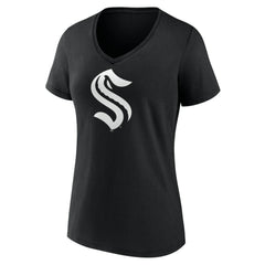 Seattle Kraken Women's Personalized Name & Number Monochrome V-Neck T-Shirt - Black | NHL near me