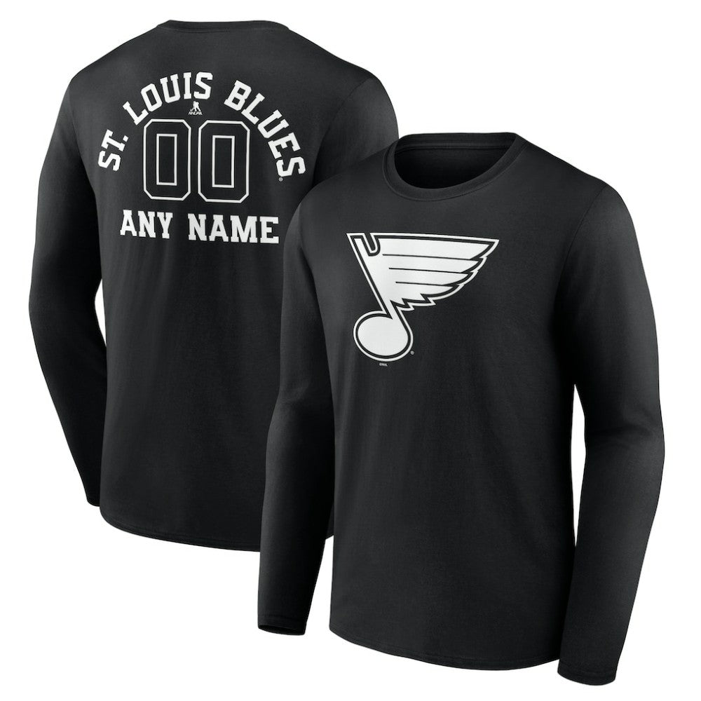 St. Louis Blues Personalized Name & Number Monochrome Long Sleeve T-Shirt - Black | NHL discount