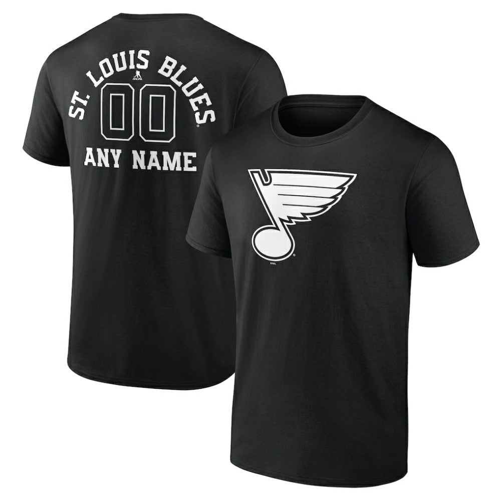St. Louis Blues Personalized Name & Number Monochrome T-Shirt - Black | NHL on sale