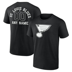 St. Louis Blues Personalized Name & Number Monochrome T-Shirt - Black | NHL on sale