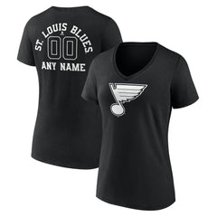 St. Louis Blues Women's Personalized Name & Number Monochrome V-Neck T-Shirt - Black | NHL near me