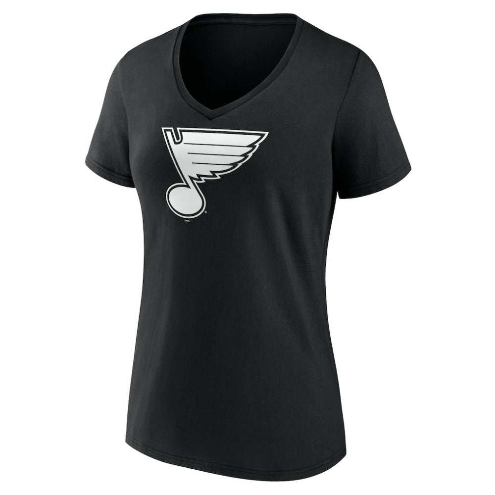 St. Louis Blues Women's Personalized Name & Number Monochrome V-Neck T-Shirt - Black | NHL near me