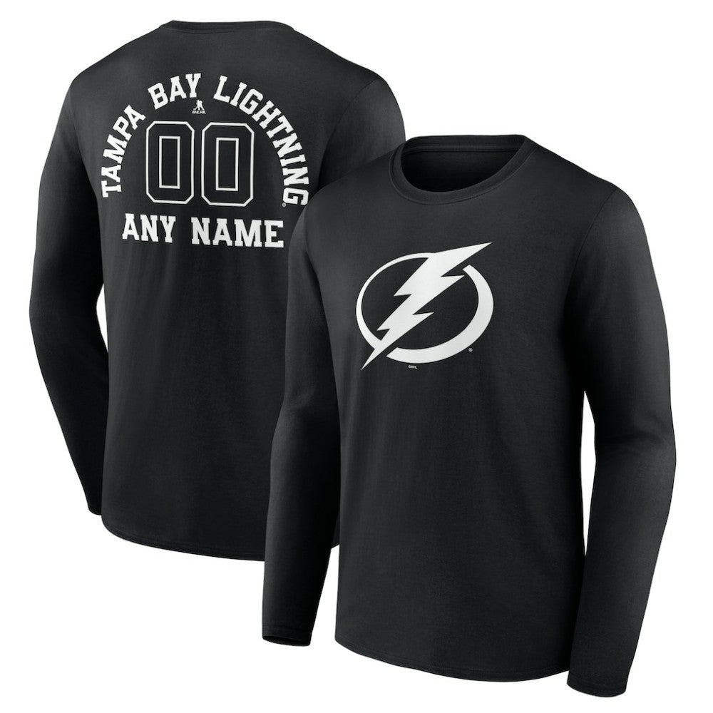 Tampa Bay Lightning Personalized Name & Number Monochrome Long Sleeve T-Shirt - Black | NHL near me