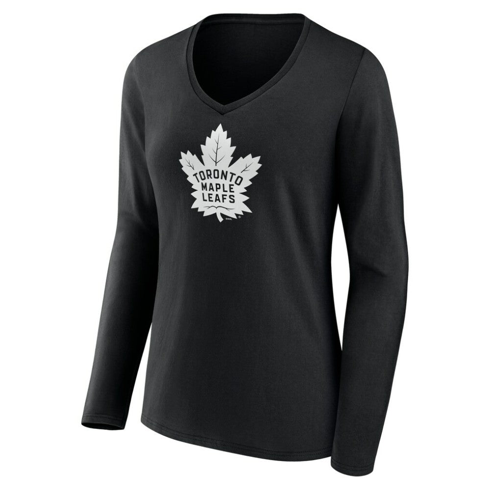 Toronto Maple Leafs Women's Personalized Name & Number Monochrome Long Sleeve V-Neck T-Shirt - Black | NHL on sale