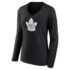 Toronto Maple Leafs Women's Personalized Name & Number Monochrome Long Sleeve V-Neck T-Shirt - Black | NHL on sale