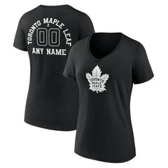 Toronto Maple Leafs Women's Personalized Name & Number Monochrome V-Neck T-Shirt - Black | NHL near me
