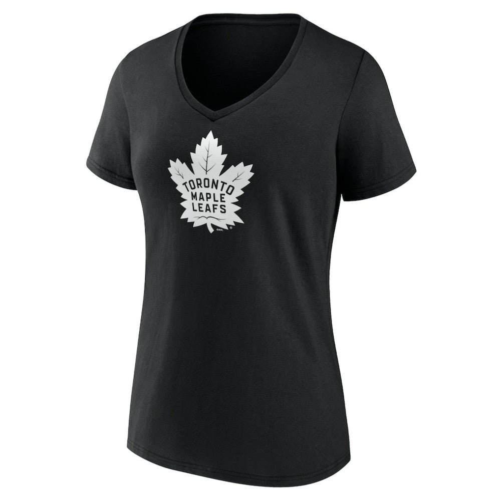Toronto Maple Leafs Women's Personalized Name & Number Monochrome V-Neck T-Shirt - Black | NHL near me