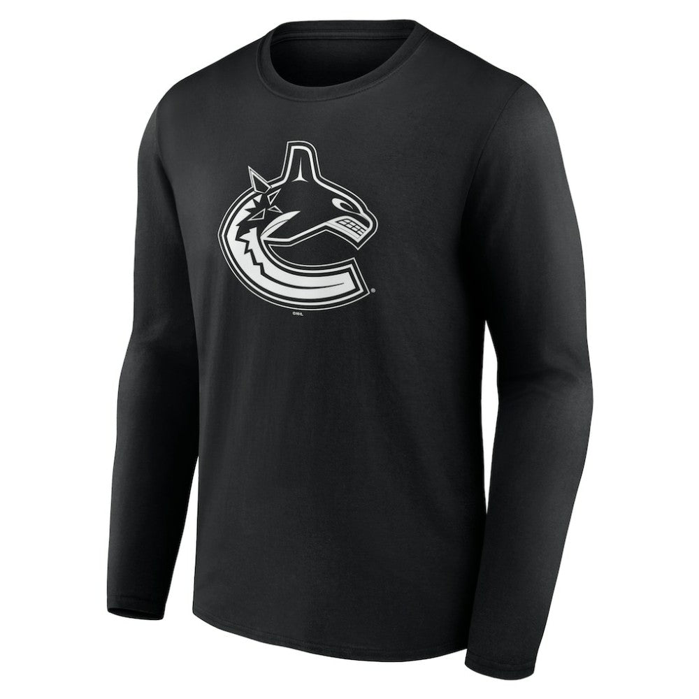 Vancouver Canucks Personalized Name & Number Monochrome Long Sleeve T-Shirt - Black | NHL sale