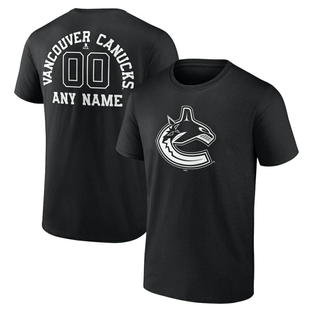 Vancouver Canucks Personalized Name & Number Monochrome T-Shirt - Black | NHL discount
