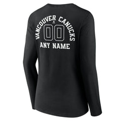 Vancouver Canucks Women's Personalized Name & Number Monochrome Long Sleeve V-Neck T-Shirt - Black | NHL discount
